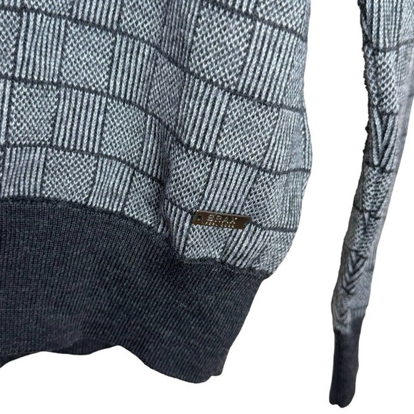 NWT Brax Men's Steffen Quarter Zip Blue Plaid Pullover Sweater Anthracite - Picture 5 of 9